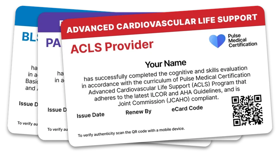 BLS, ACLS and PALS provider cards