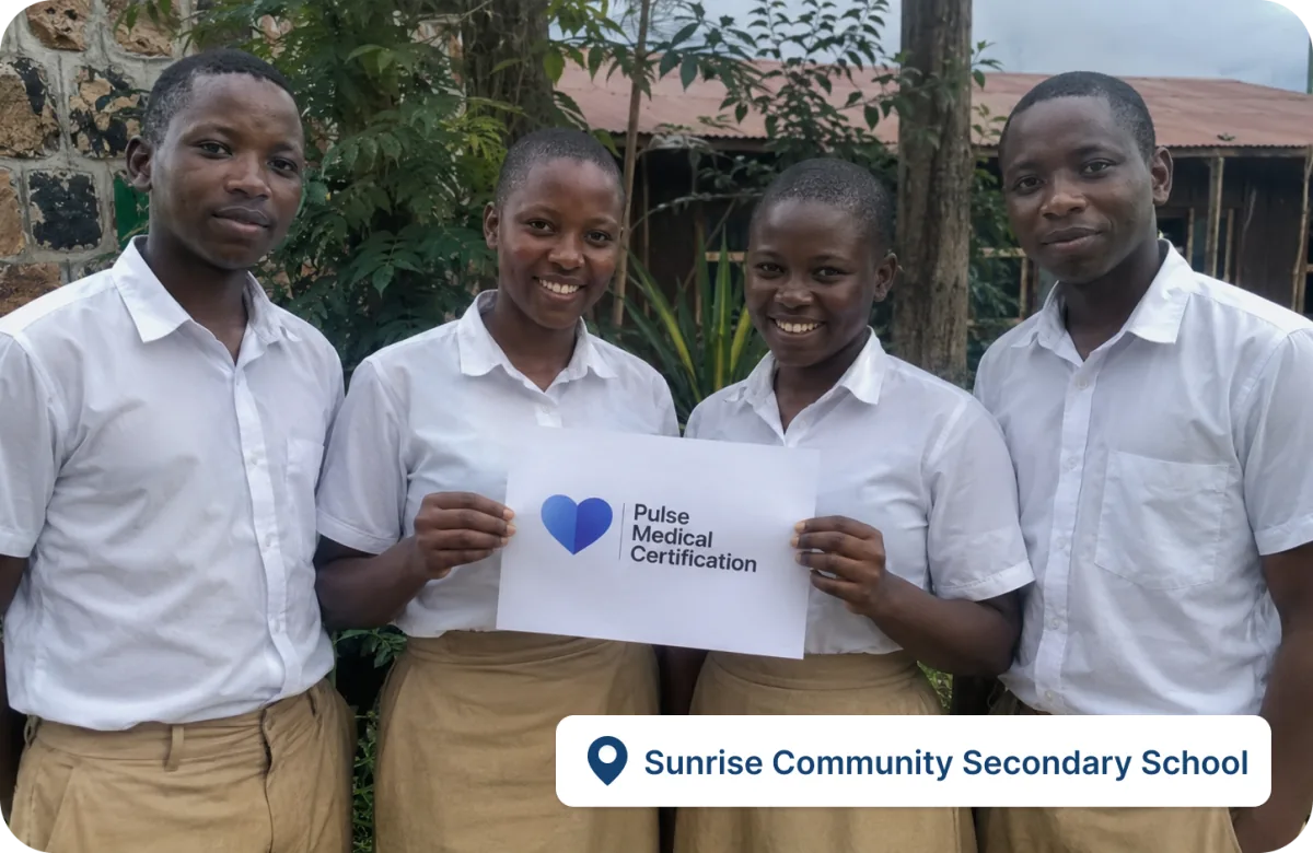Sunrise Community Secondary School students after completing group certification training