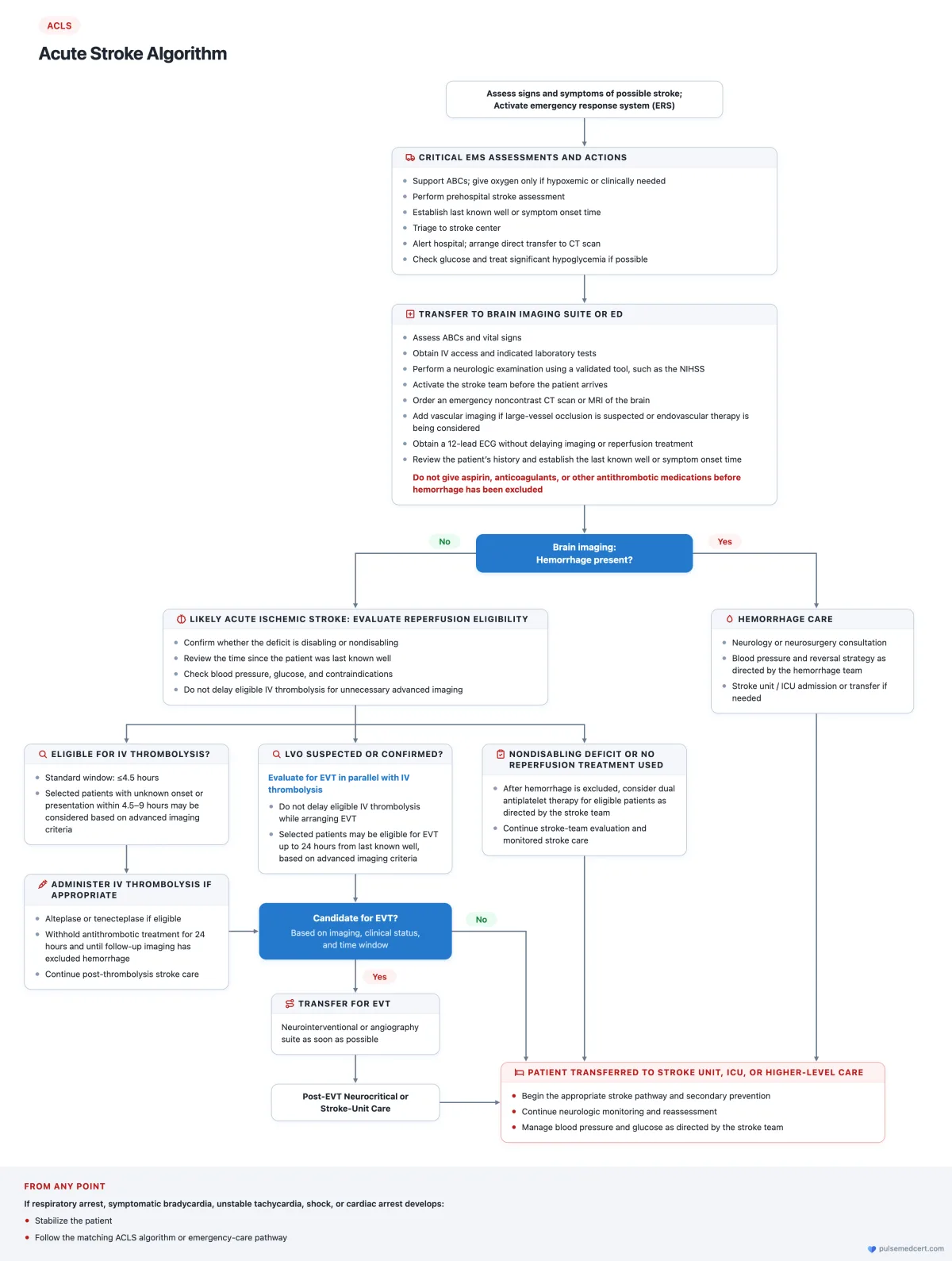 ACLS Acute Stroke Algorithm flowchart